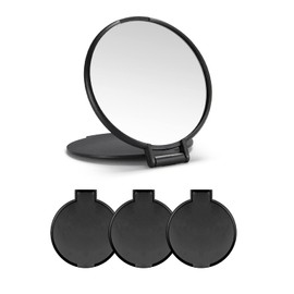 MOMIRA Compact Mirror Bulk Round Makeup Mirror for Purse, Set of 3, 2.6" L x 2.37" W (Black)