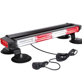 18.6" Emergency Strobe Lights Bar for Trucks - MIRUNNY Waterproof Double Side Safety Warning Traffic Advisor Beacon Flashing Light Bar with Magnetic Base for Snow Plow, Vehicles（White/Red）
