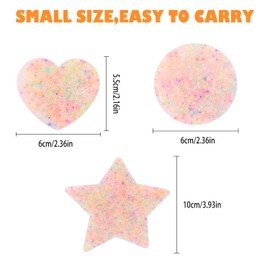 LALASTYLE 3PCS Skin Picking Fidget Toys,Pink Picking Fidget,Round & Heart & Star Shape Picky Pad,Stress & Anxiety Relief Fidget Pad