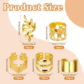 BOHUIZ 50PCS Gold Hair Jewelry for Braids Accessories Loc Jewelry for Hair Dreadlocks Adjustable Hair Rings Hair Cuff Hair Charms Braid Jewelry Hair Beads Decorations for Men Women(Gold)