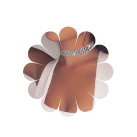 Aneneiceera Boho Wide Crystal Chain Choker Layering Silver Tennis Chain Rhinestone Necklace Short Shiny CZ Necklaces Wedding Jewellery Gifts for Women and Girls, Metal, Rhinestone