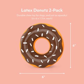 ZippyPaws Latex Donutz, Durable Dog Toy for Interactive Play, No Stuffing - Chocolate & Strawberry (2-Pack)
