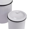 Creative Co-Op Set of 2 White Enameled Canisters with Lids