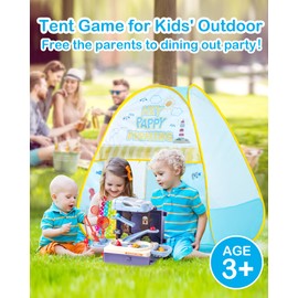 Heypappy Kids Play Tent, Pop Up Play Tent Fishing Shop Theme with Complete Toy Set, Play Toys Play Set for Kids Indoor Outdoor Pretend Play