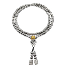 CHIMOK LIFE 118 Stainless Steel Mala Beads Necklace for Men Buddha Bead Bracelet Waist Chain