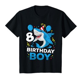 Kids 8th Birthday Boy Shark Ocean Theme Party 8 Years Old For Boy T-Shirt