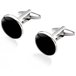 FNSIGHD 2 Pcs Dress Shirt Studs,Classic Simple Black Cufflinks for Men,Elegant Retro Black Silver Shirt Studs,Round Small Cufflinks,Metal Cuff Links Mens,for Wedding,Banquet,Ceremony,Business
