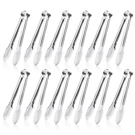 12 Pack Small Serving Tongs,XEVOM Stainless Steel Sugar Tongs Mini Appetizers Tongs Mental Kitchen Tongs for Serving Food (5inch)