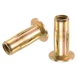 uxcell 5/16-18 Multi-Grip Rivet Nuts, 10pcs Pre-Bulbed Shank Flat Head Threaded Insert Nut Gold Zinc Plated Finish Carbon Steel Plus Nuts