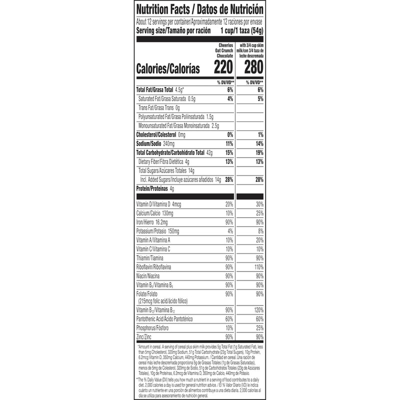Cheerios Oat Crunch Chocolate Breakfast Cereal, Made with Whole Grain,