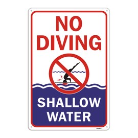 No Diving Sign,12"x8" No Diving Pool Signs, No Diving Shallow Water Sign