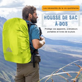 LATRAT Waterproof Backpack Cover, Reflective Rainproof Backpack Cover, for Outdoor, Anti-Theft, Camping, Travel, Cycling (XS, Fluorescent Green)