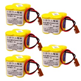 HYHGKHGKFKFKBFJ (Pack of 5) 6V BR-2/3AGCT4A 4400mAh Battery Replace for FANUC A98L-0031-0025 CNC System with Brown Plug