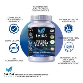 Hierba De Cabra En Celo | Epimedium Spp | Suplemento Alimenticio | 500 Mg | 120 Cápsulas | Vitalidad Energía Natural