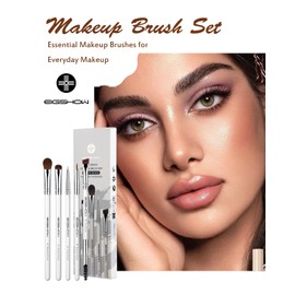 EIGSHOW 5 Pcs Eye Makeup Brush Set, Everyday Eye Essential Makeup Brushes with Blending, Eyeshadow, Detail, Eyeliner, Eyebrow Brushes(White)