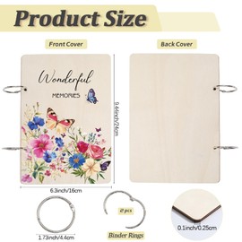 CRASPIRE Wooden Wonderful Memories Greeting Card Holder Organizer Wooden Card Keeper Binder Planning Book Flowers Birthday Cards Keeper Photo Album Graduation Wedding Planner Journal Keepsake Gifts