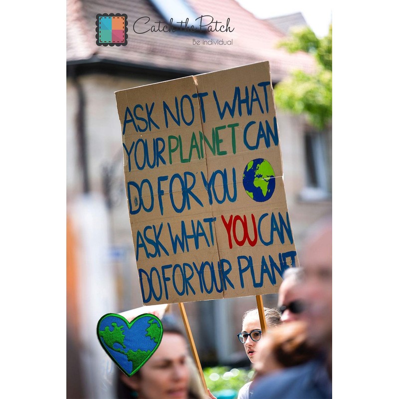 Iron on patches - Peace on earth - blue -