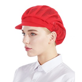 Nanxson 3pcs Chef Hat Kitchen Cooking Chef Cap Food Service Hair Nets CF9033 Redfullnet
