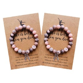 Lemua 2pcs Dance Gifts Natural Stone Beaded Dance Bracelet Jewelry with Card Dancer Bracelet