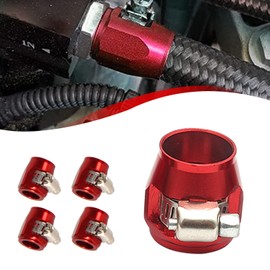YESHMA Econo Fitting 4pcs AN10 Hose End Finisher Clamp with Screw Band for Stainless Steel Mesh Hose Radiator Hose Nylon Mesh Hose Rubber Hose Red