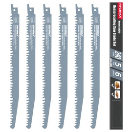 HYCHIKA Reciprocating Saw Blades Wood 240 mm, 6-Piece CRV Saw Blade Reciprocating Saw Blades for Wood Cutting & Wood Cut, Saw Blades for Reciprocating Saw Wood Plastic Cutting