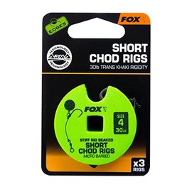 Fox edges micro barbed chod rigs for fishing, Stiff Chod Rig 25lb sz8 Short