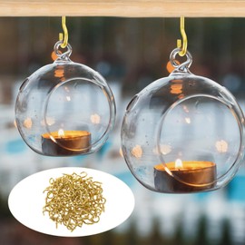Amaxiu Pack of 100 Small Metal Screw Hooks, 1/2 Inch Jewellery Hooks, Fairy Lights, Key Hooks, Mini Screws, Ceiling Hooks, Hanging Plants, Art Ornaments, Cups, Christmas Decoration (Gold)