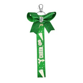 Cheerleader Cheering Stuff for Girls Kids Cheer Charms for Cheer Backpack Bag Accessories Keychains for Toddler Teen Daughter Cheerleading Gifts for Cheer Sister Green Cheer Lanyard for Keys Wallets