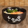 WHJY Black Ceramic Bowl with Lid, Spoon, Chopsticks for Soup,
