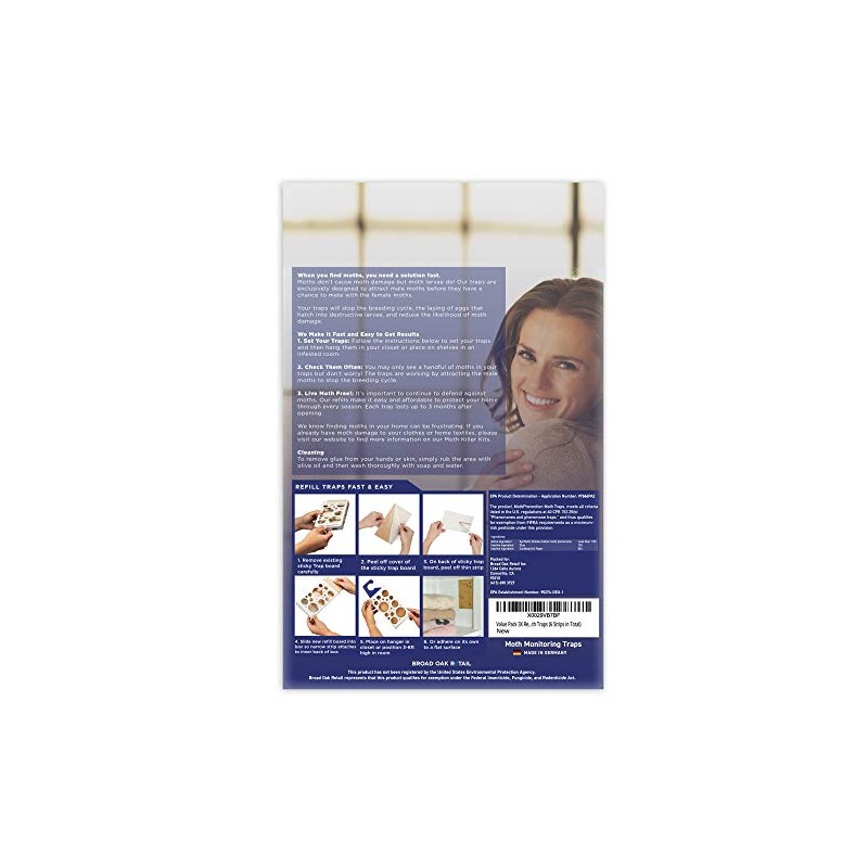 Moth Trap Replacement Strips - 6 Odor-Free Refills for Clothing