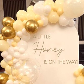 Baby Shower Backdrop Sign, A Little Honey is On The Way, Gold Arch Background Sticker for Bee Theme Party Decoration
