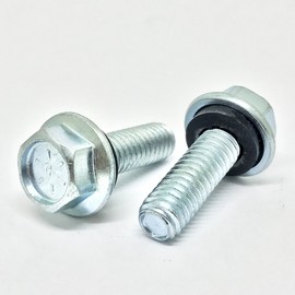 (10 Pieces) 5/16-18x1-1/4" Grade 8 Hex Flange Grain Bin Bolts Screws Rubber Washer UNC Coarse Full Threads Zinc Clear