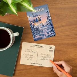 Durango, Colorado, Chill on the Uphill, Ski Lift (4x6 Birch Wood Postcards, 2-Pack Stationary, Rustic Home Wall Decor)