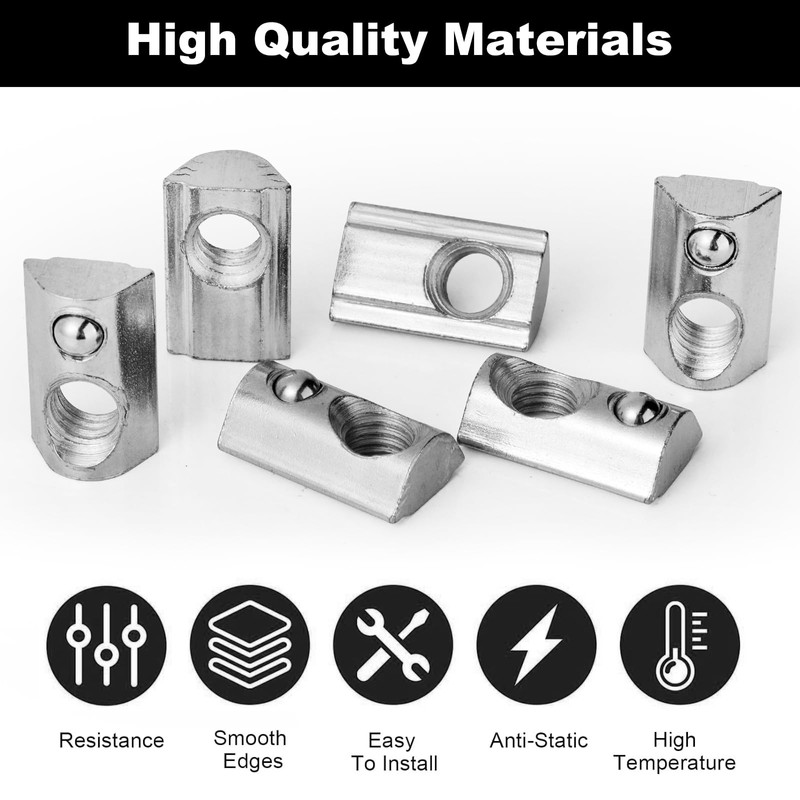 Amentalove Set of 42 T-Slot Nuts M8 with Centring Ball
