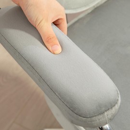 FocusOnHome Cute Home Office Chair, Computer Desk Chair with Button Tufted Velvet-Feel Fabric, Swivel VaniChair, Gray