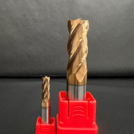 PRICESTAR P35S4F Carbide End Mill 0.4 inch (10 mm) Square Iron, For General Steel Square, 4 Blades Twist (Inexpensive Product) Compatible with SUS Square Standard Type Lead Angle 35° TiSiN Coating
