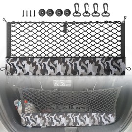 RED WOLF Upgraded Envelope Cargo Net with Storage Bag Fit for Most Middle SUV Trunk Bed Grocery Net Elastic Mesh Organizer Car Rear Tailgate Netting 35.43" x 15.74"