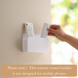 LINFIDITE Adhesive TV Remote Control Holder Wall Mount TV Remote Holder For Bedside Wall Remote Control Caddy Storage Organizer Stand Box （For 2 Or 4 Remote Controls –Whtie – Quantity 1）