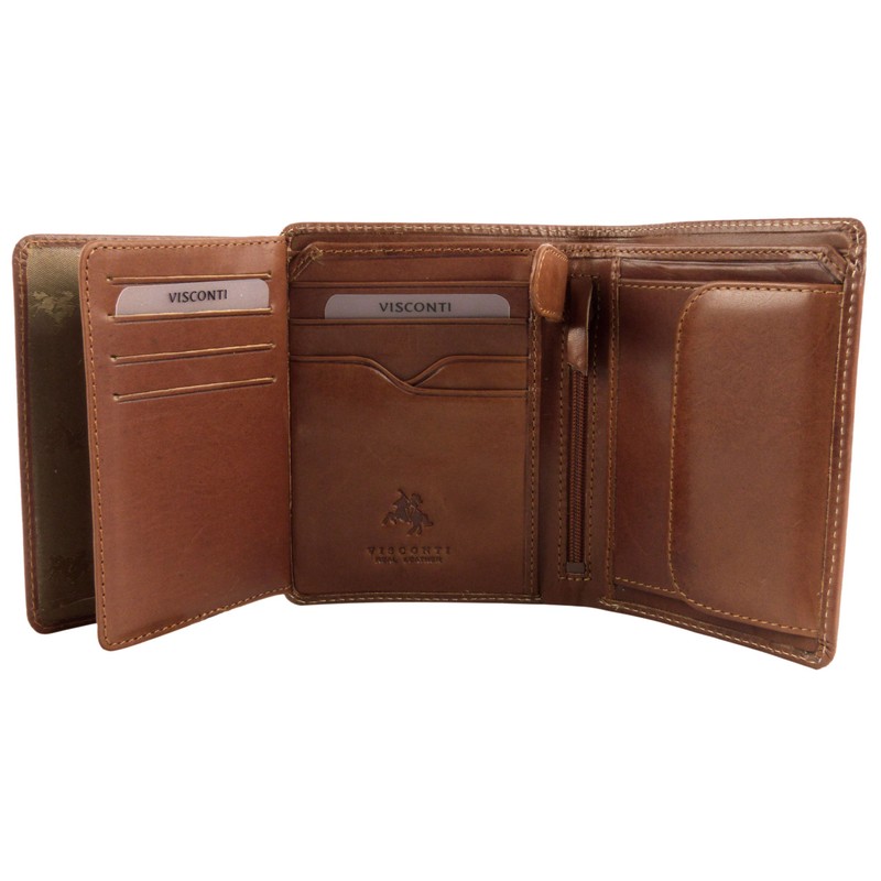 Visconti Mens VICENZA ITALIAN Leather Wallet in TAN Gift Boxed