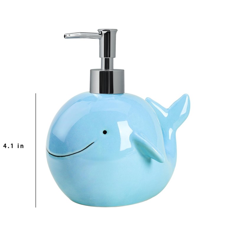 Bicuzat Ceramic Whale Shaped Soap Dispenser with Plastic Pump, Liquid