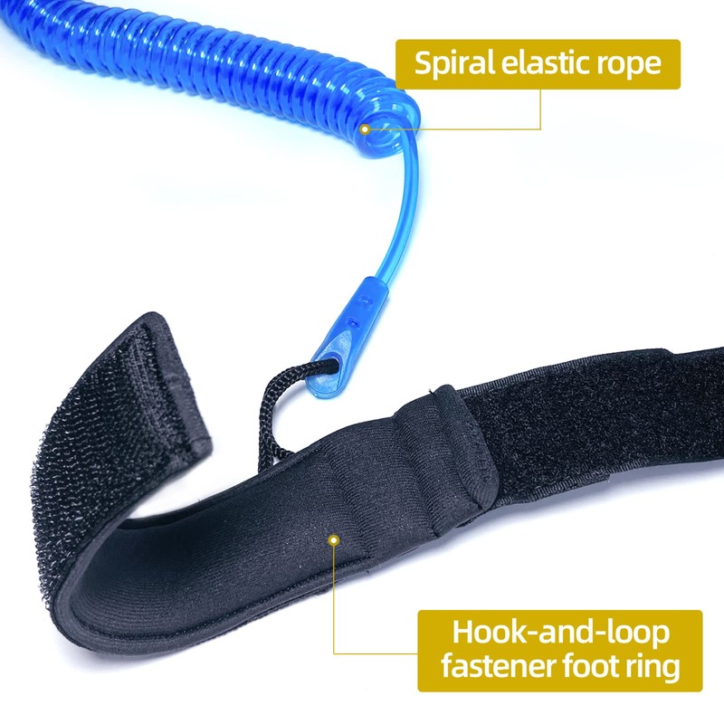 10ft Surfboard SUP Leash,Kayak Ankle Leash Spiral TPU,for Stand Up
