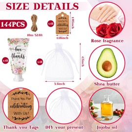 Dansib 48 Sets Baby Shower Hand Cream Party Favors for Guests Gift Bulk Travel Size Hand Lotion Set for Baby Shower Wedding Christmas(Rose)