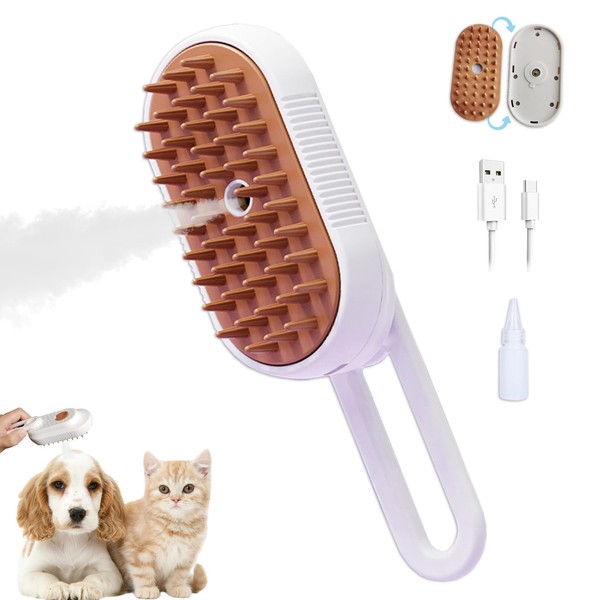Generic Cat Brush with Steam Cat Grooming Steamy Brush Misting