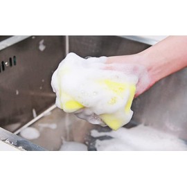 5 esponjas de limpieza resistentes, esponja de doble cara para cocina, esponja de limpieza profunda multiusos (café, blanco y amarillo)