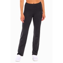 Bally Total Fitness Women's Flare Comfort High Rise Pocket Pant, Black, Large