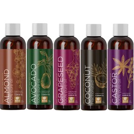 Pure Carrier Oils for Essential Oils - DIY Skin Care Set with Hair Oils Skin Oils for Body Care Moisturizers for Face and Body plus Nail Care - Anti Aging Skin Care DIY Beauty Products Carrier Oil Set