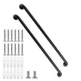 Rackickyer Shower Grab Bar, 2 Pack 39.4 Inch Black Bathroom Grab Bar, 1.25" Diameter 304 Stainless Steel Anti-Slip Grab Bars for Bathtubs and Showers, Handicap Shower Grab Bar for Seniors Elderly