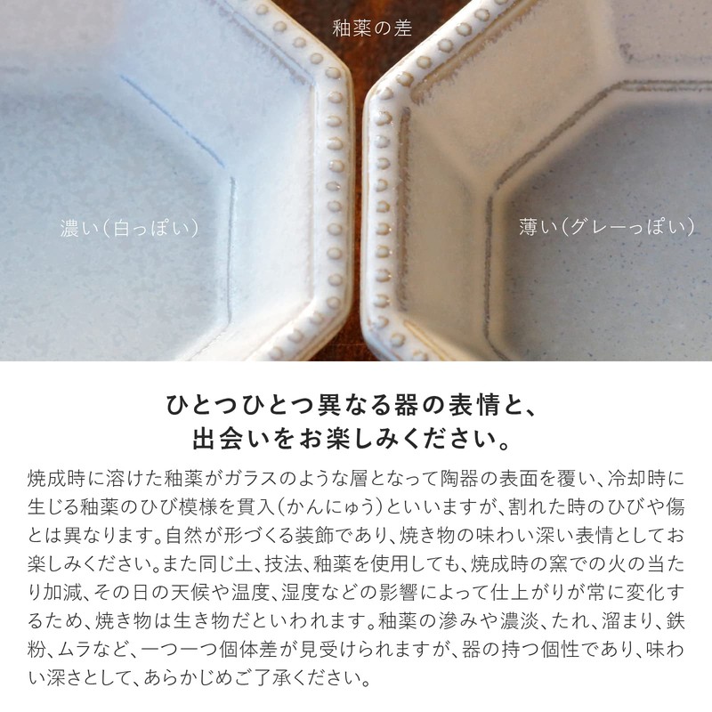 Mino Pottery Amy 85 Octagon Plate, Silver Metallic, Set of