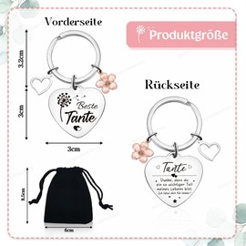 Aunt Gift, Heart Keyring with Flannel Bag, Small Items for Advent Calendar Filling, Best Aunt Gift, Aunt Gift, Christmas, Gift Aunt