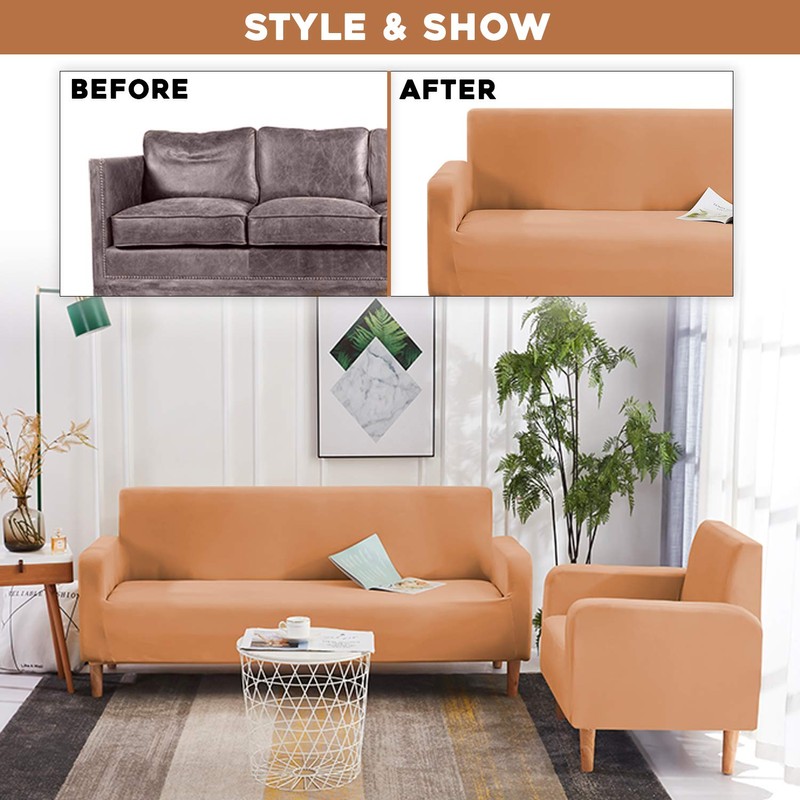 Weddecor Spandex Sofa Cover for Living Room Polyester Stretch Sofa